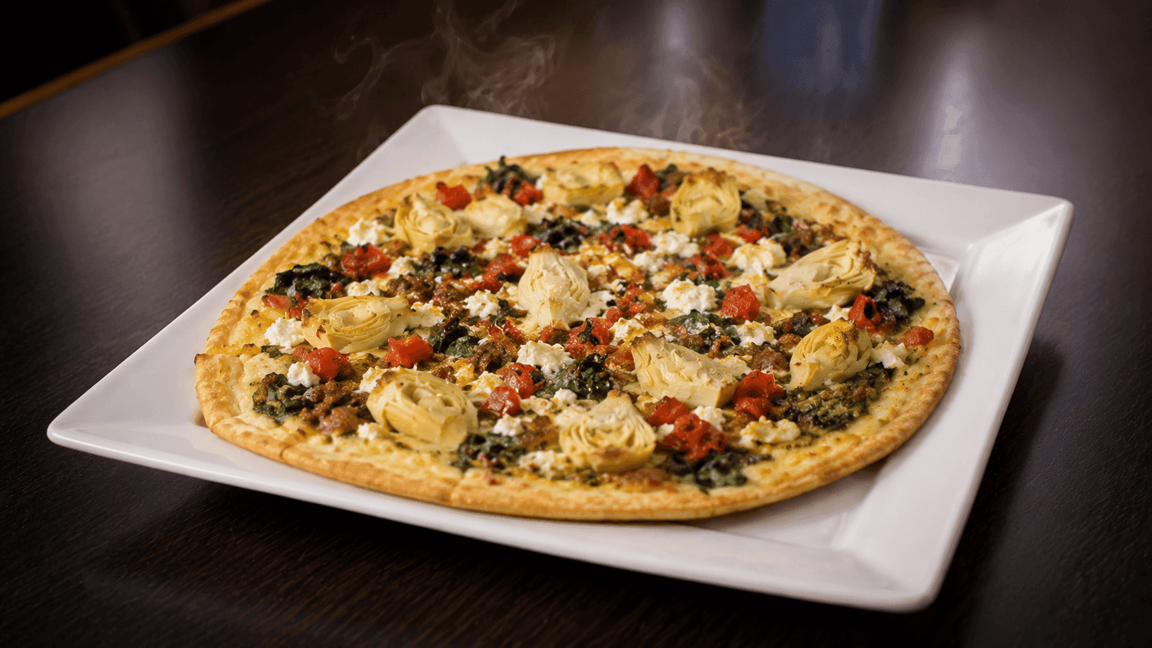 Artichoke and feta pizza